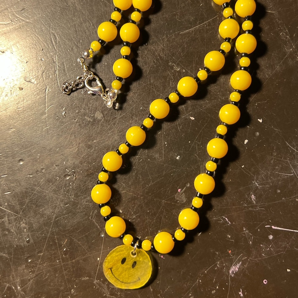 Yellow Smiley Face Necklace